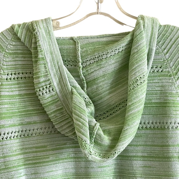 Lightweight block green, yellow, white & gray striped long sleeve hoodie - Picture 13 of 14